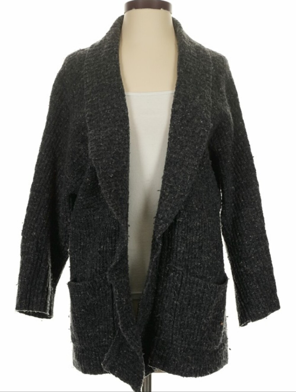 Athleta Dark Charcoal Open-Front Knit Cardigan